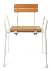 Duschstuhl mit Sitz in Holzoptik