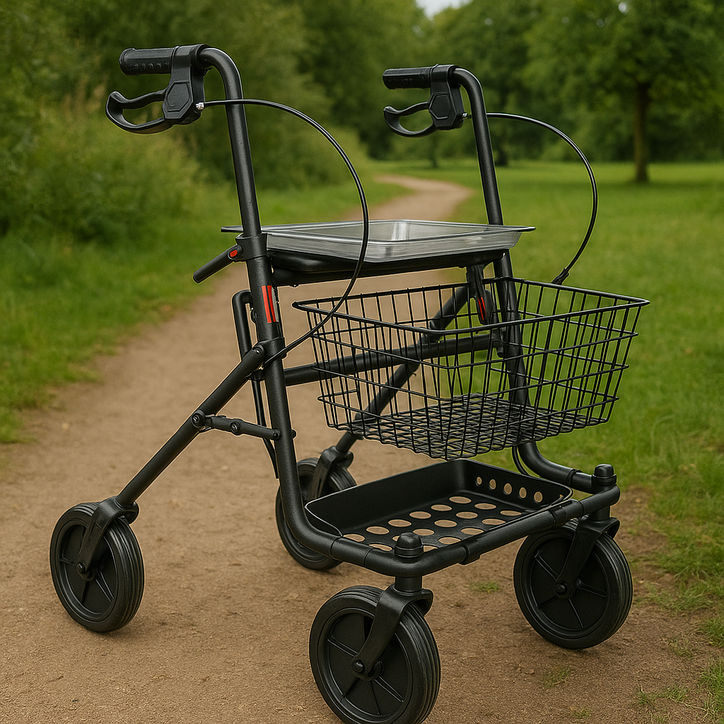 Preiswerter Rollator mit Korb und Ablage