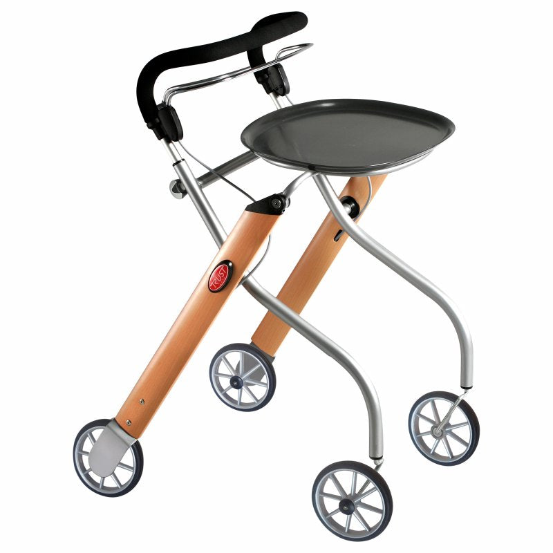 TrustCare 'Let's Go' Indoor-Rollator mit Tablett und Stoffkorb.